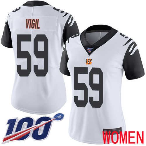 Cincinnati Bengals Limited White Women Nick Vigil Jersey NFL Footballl #59 100th Season Rush Vapor Untouchable->women nfl jersey->Women Jersey